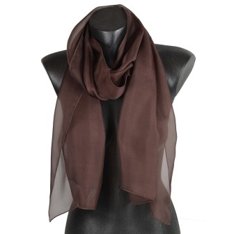 Foulard mousseline soie marron fabriqué en France