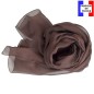 Foulard mousseline soie marron fabriqué en France