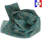 Foulard en soie Fleuri vert fabriqué en France