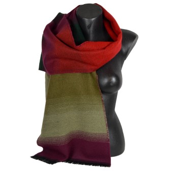 Echarpe acryl. Alexandrin rouge et kaki made in France
