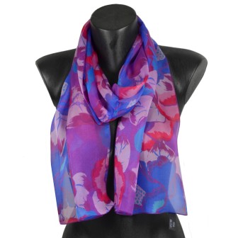 Foulard en soie Pivoine violet fabriqué en France