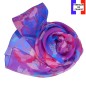 Foulard en soie Pivoine violet fabriqué en France
