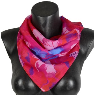 Carré de soie Pivoine rouge fabriqué en France