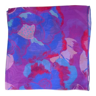 Carré de soie Pivoine violet fabriqué en France