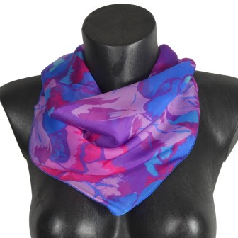 Carré de soie Pivoine violet fabriqué en France