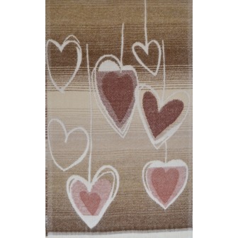 Echarpe beige Coeurs roses made in France