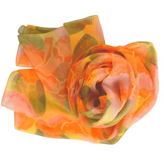 Etole soie Pivoine orange fabriquée en France