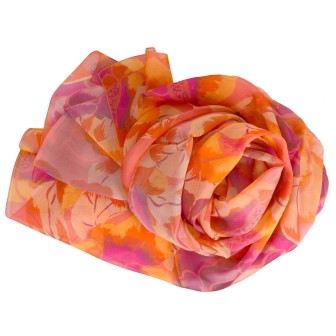 Etole soie Pivoine corail fabriquée en France