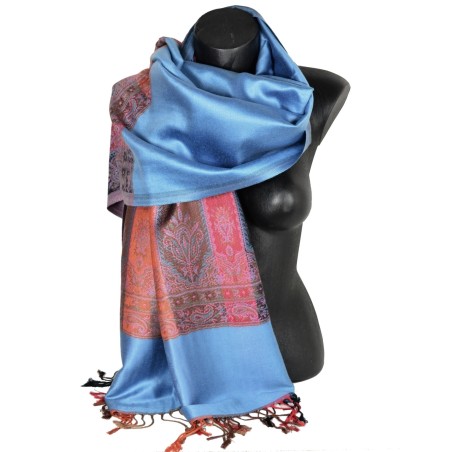 Pashmina indien bleu