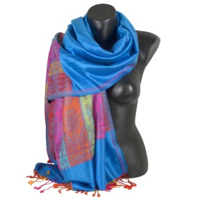Pashmina indien bleu