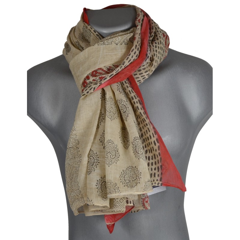 Cheche homme beige et rouge Cheche homme beige et rouge