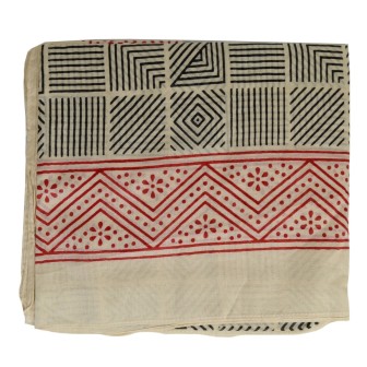 Cheche homme écru et noir frise rouge