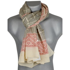 Cheche homme écru et noir frise rouge