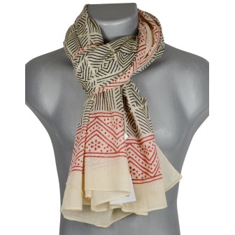 Cheche homme écru et noir frise rouge