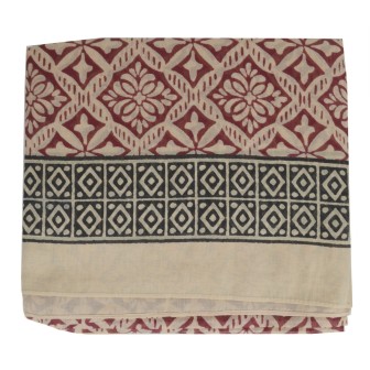 Cheche homme écru et rouge frise noire