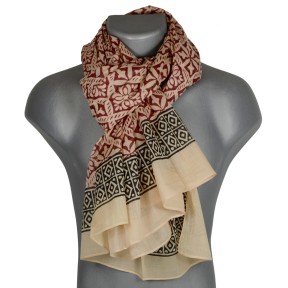 Cheche homme écru et rouge frise noire