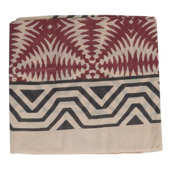 Cheche homme écru et noir frise bordeaux