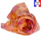 Foulard en soie pivoine corail fabriqué en France