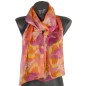 Foulard en soie pivoine corail fabriqué en France