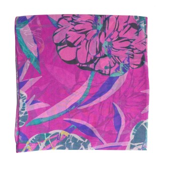 Carré de soie Belle fleur rose fabriqué en France