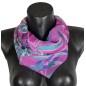 Carré de soie Belle fleur rose fabriqué en France