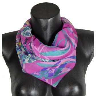 Carré de soie Belle fleur rose fabriqué en France