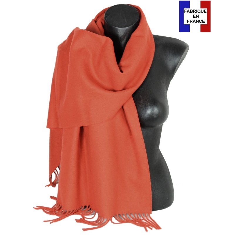 Châle en laine Iris orange foncé made in France Châle en laine Iris orange foncé made in France