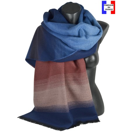 Châle Alexandrin bleu et marron made in France