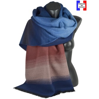 Châle Alexandrin bleu et marron made in France