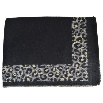 Châle Aiko noir et panthère made in France