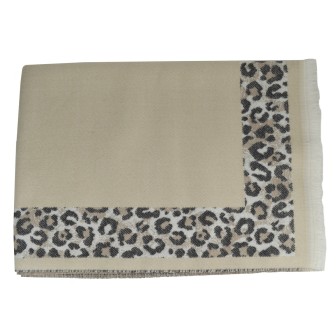 Châle Aiko écru et panthère made in France