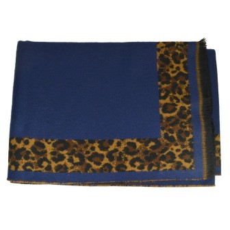 Châle Aiko bleu et panthère made in France