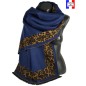 Châle Aiko bleu et panthère made in France