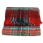 Châle mohair écossais rouge et turquoise fabriqué en France