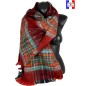 Châle mohair écossais rouge et turquoise fabriqué en France