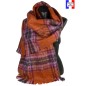 Châle mohair écossais orange et rose fabriqué en France