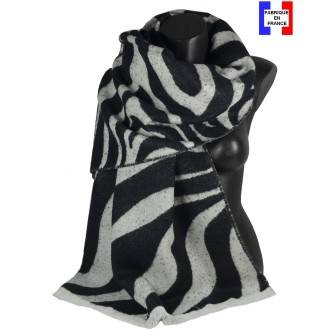 Châle acryl. laine Ambigü noir fabriqué en France