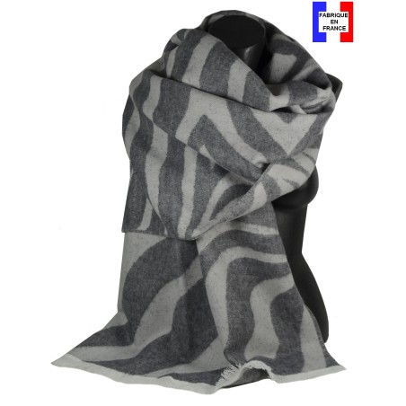Châle acryl. laine Ambigü gris fabriqué en France