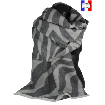 Châle acryl. laine Ambigü gris fabriqué en France
