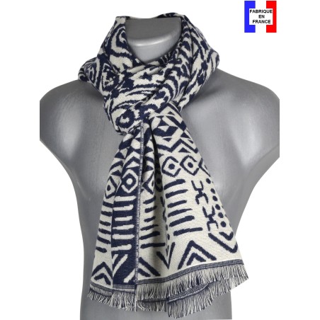 Echarpe homme mérinos Vadim bleue