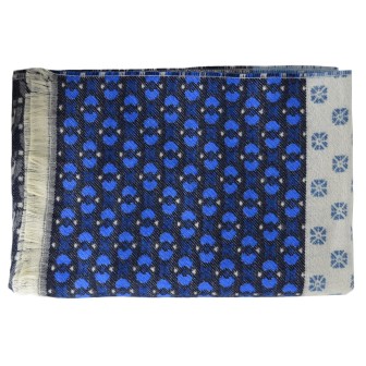 Echarpe homme merinos Victor bleue blanc