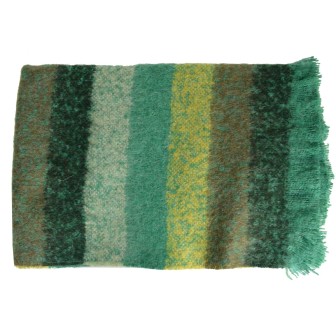 Châle mohair Marina rayé vert fabriqué en France