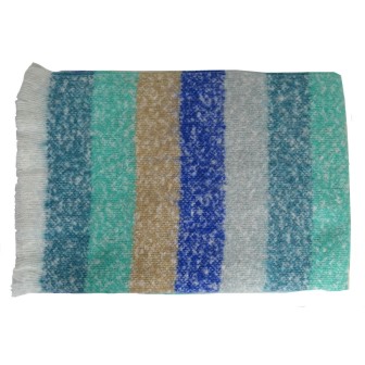 Châle mohair Marina rayé bleu fabriqué en France