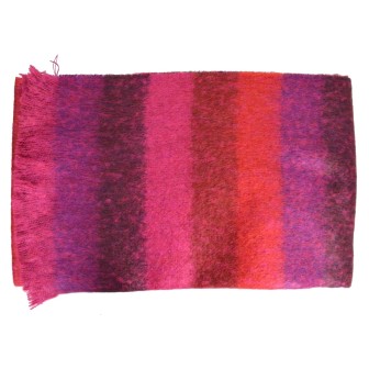 Châle mohair Marina rayé rose fabriqué en France