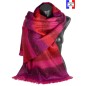 Châle mohair Marina rayé rose fabriqué en France