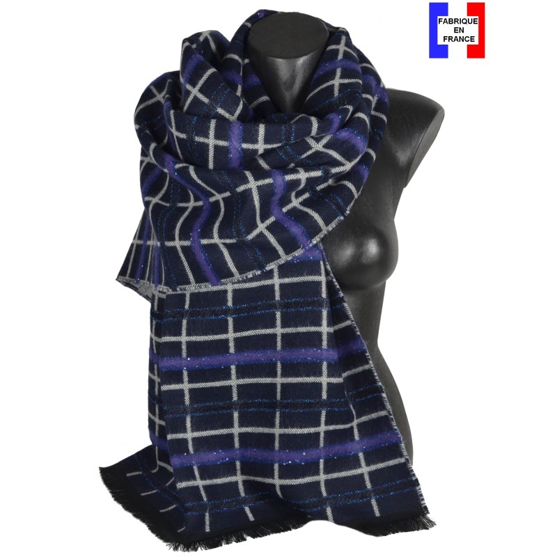 Châle Ariane bleu fabriqué en France