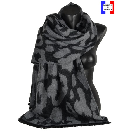 Châle acryl. laine Angola gris fabriqué en France