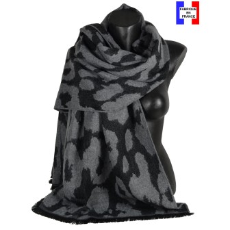 Châle acryl. laine Angola gris fabriqué en France