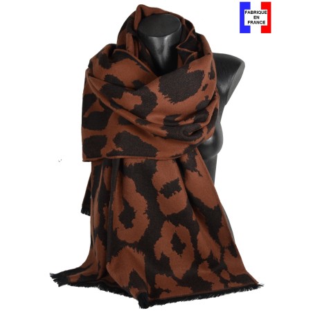 Châle acryl. laine Angola marron fabriqué en France