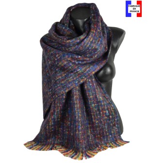 Châle mohair Milkshake bleu fabriqué en France